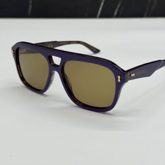 NEW GG1263S 005 GUCCI VIOLET PILOT UNISEX GUCCI SUNGLASSES - Picture 10 of 13